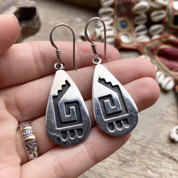 Vintage solid silver Hopi earrings