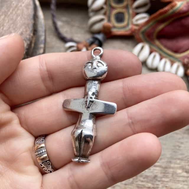 Vintage solid silver fertility goddess pendant