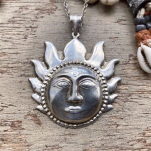Vintage sterling silver celestial sun god necklace