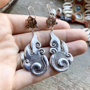 Vintage Tibetan sterling silver earrings