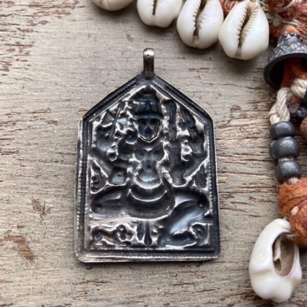 Vintage Indian sterling silver temple token pendant