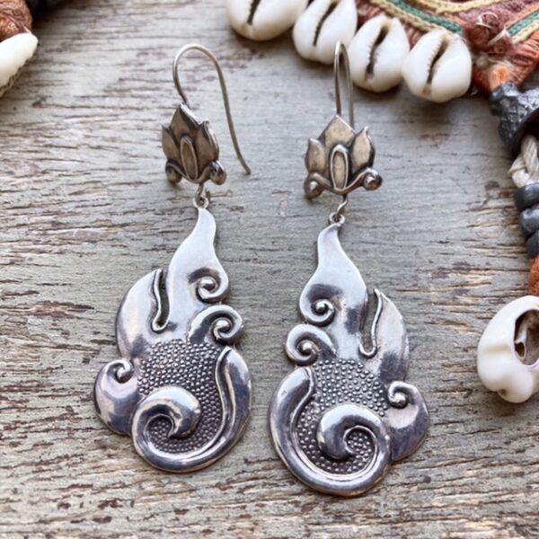 Vintage Tibetan sterling silver earrings