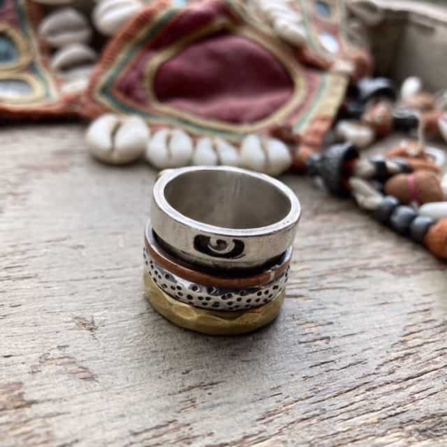 Incredible Vintage Chunky Sterling Silver Spinner Ring - Woven Earth