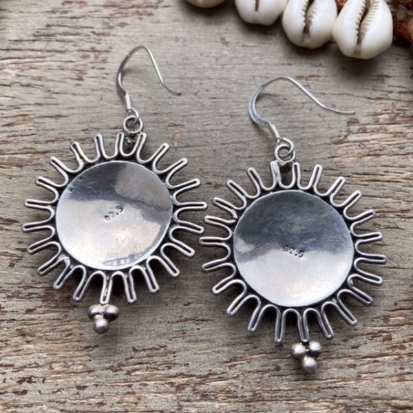 Vintage Indian ornate solid silver earrings