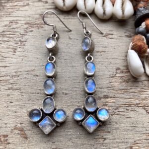 Vintage sterling silver rainbow moonstone earrings