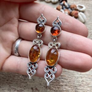 Vintage sterling silver amber earrings