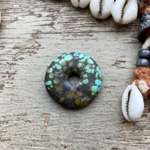 Vintage natural turquoise donut pendant