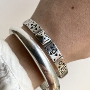 Vintage solid silver patterned cuff bangle