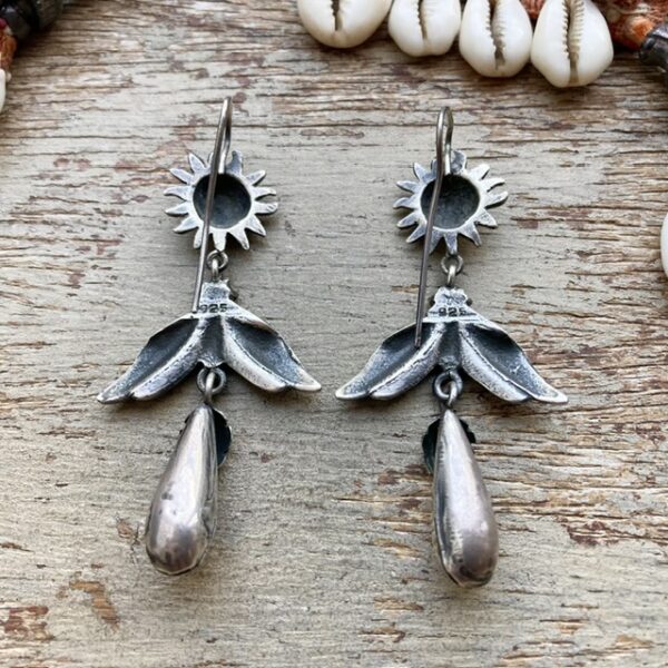 Vintage ornate sterling silver sun earrings