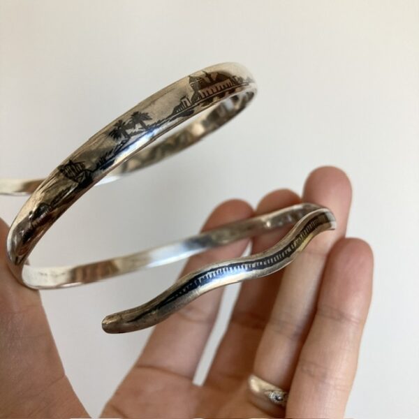 Vintage solid silver snake upper arm bangle