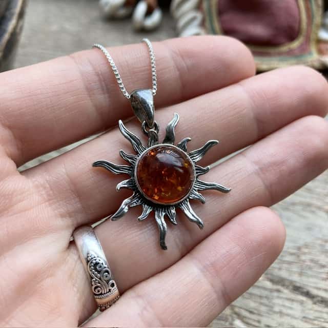 Vintage sterling silver celestial sun necklace