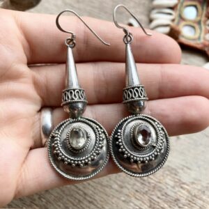 Vintage Indian sterling silver citrine earrings