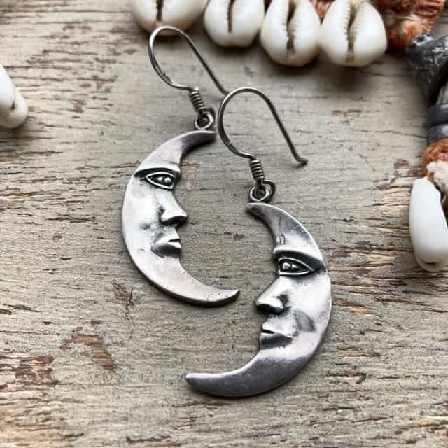 Vintage sterling silver celestial moon earrings