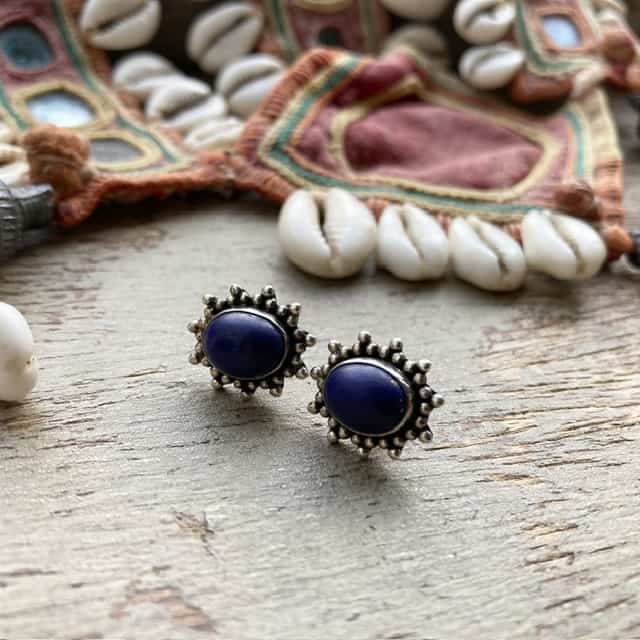 Vintage sterling silver and lapis lazuli earrings
