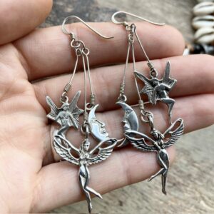 Vintage sterling silver fairy moon earrings