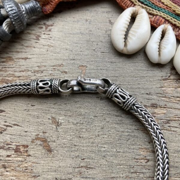 Vintage sterling silver woven snake chain bracelet