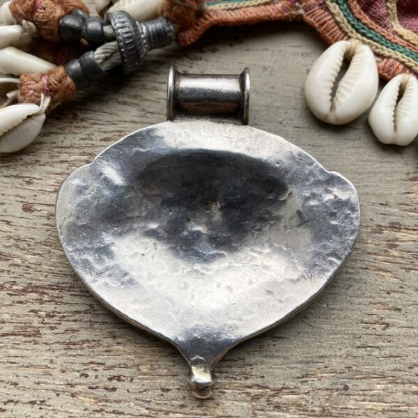 Vintage Indian large ornate sterling silver pendant
