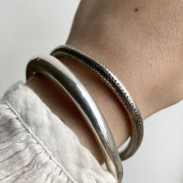 Indian heavy sterling silver woven snake bracelet