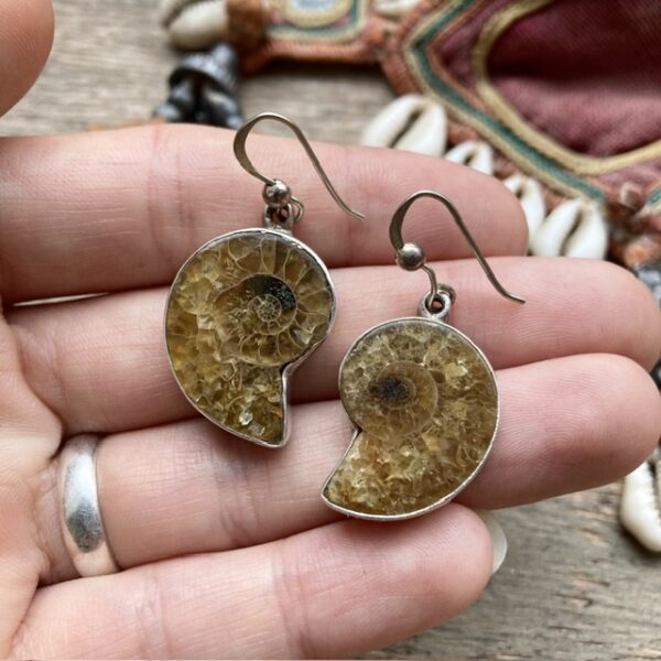 Vintage sterling silver fossil earrings
