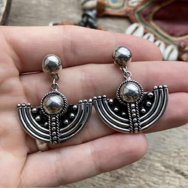 Vintage ornate sterling silver dangly earrings