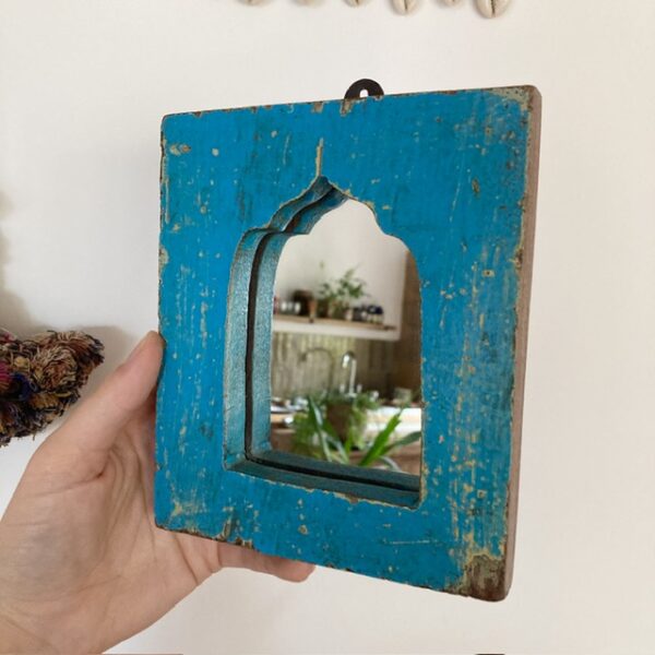 Vintage Indian painted wooden mirror