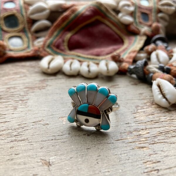 Vintage sterling silver Zuni sun chief ring