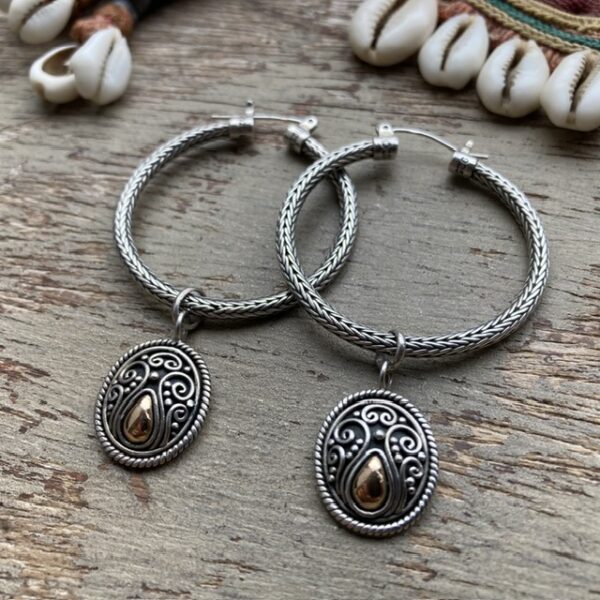 Balinese Suarti sterling silver ornate hoops