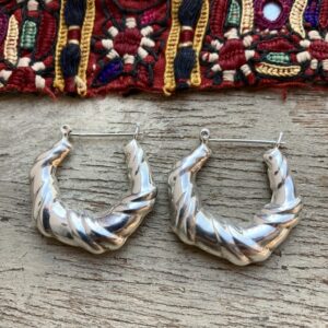 Vintage sterling silver chunky Creole hoops