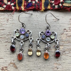 Vintage sterling silver rainbow crystal earrings