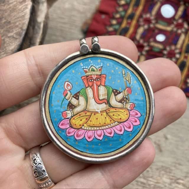 Vintage Indian sterling silver Ganesha pendant