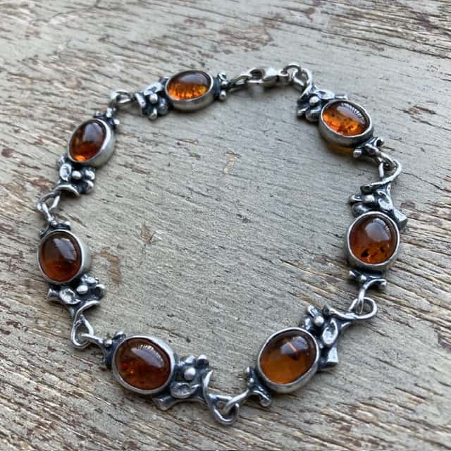 Vintage sterling silver amber bracelet