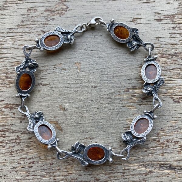 Vintage sterling silver amber bracelet