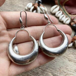 Vintage Indian sterling silver hooped earrings