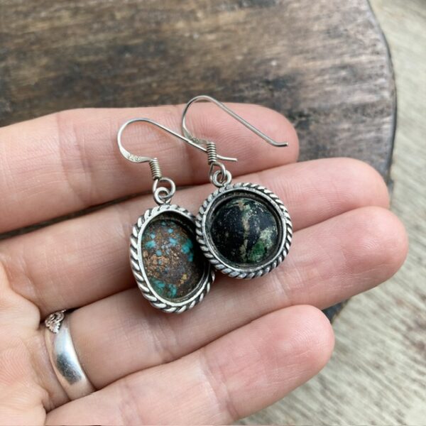 Vintage sterling silver natural turquoise earrings