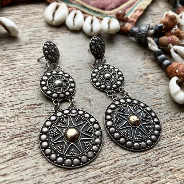 Vintage Balinese ornate sterling silver earrings