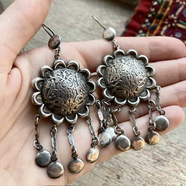 Vintage sterling silver bohemian dangly earrings