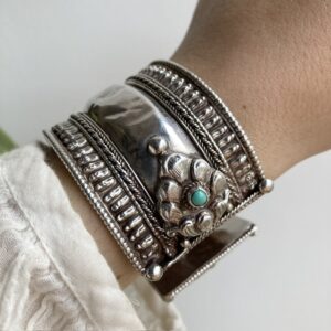 Vintage Tibetan Sterling Silver cuff bangle