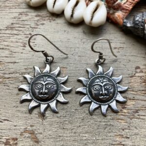 Vintage Indian sterling silver sun god earrings