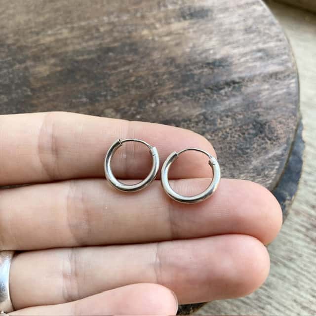 Vintage sterling silver tiny hoops