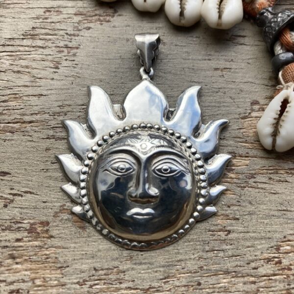 Vintage sterling silver celestial sun pendant