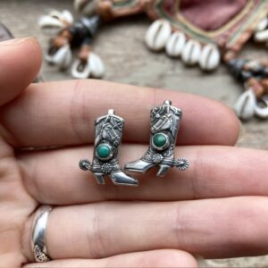 Vintage sterling silver cowboy boot earrings