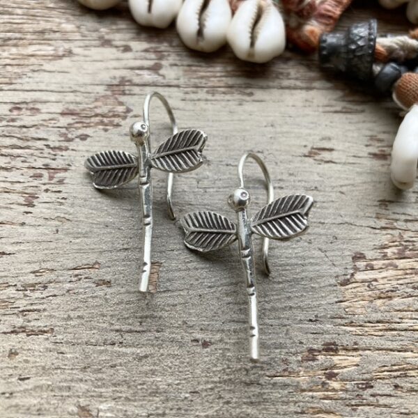 Solid silver hill tribe dragonfly earrings