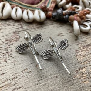 Solid silver hill tribe dragonfly earrings