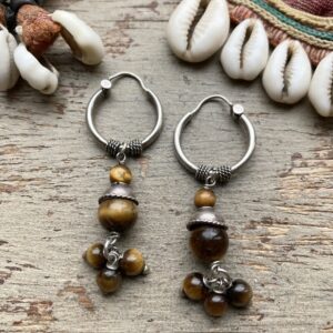 Vintage sterling silver and tiger’s eye hoops