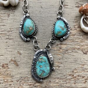 Vintage Navajo sterling silver and turquoise necklace