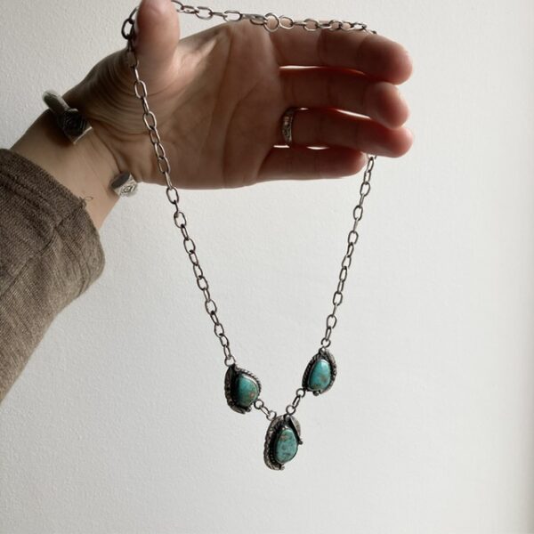 Vintage Navajo sterling silver and turquoise necklace