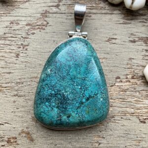Vintage large sterling silver and turquoise pendant