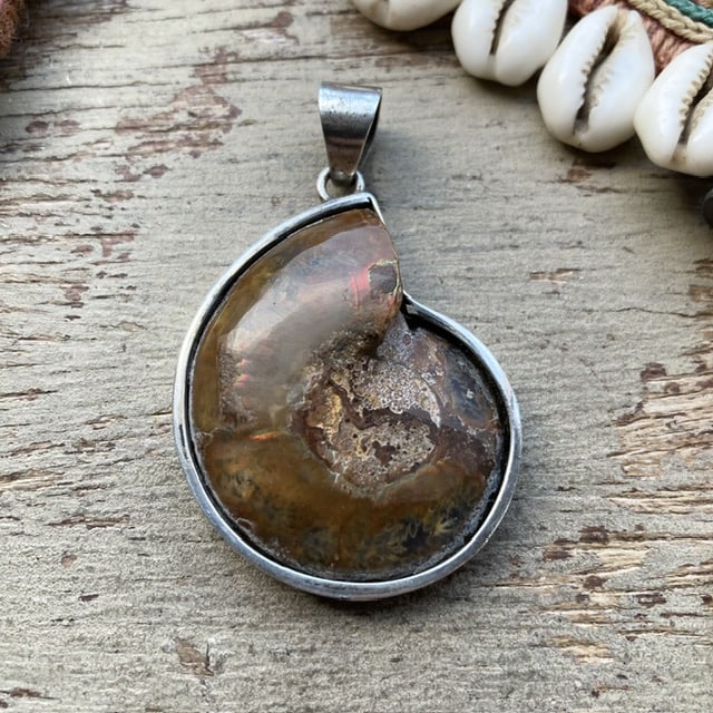 Vintage sterling silver Ammonite pendant