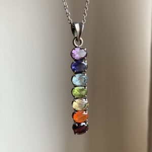 Vintage sterling silver rainbow chakra necklace