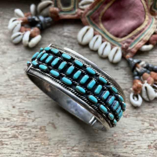 Vintage Mexican sterling silver turquoise bangle